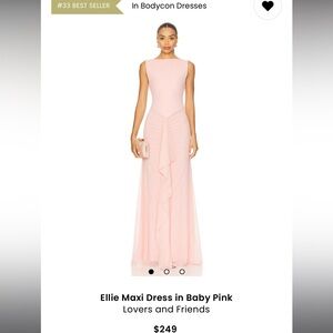 Lovers and Friends Ellie Maxi Dress Baby Pink. Evening Gown for Formal Occasion.